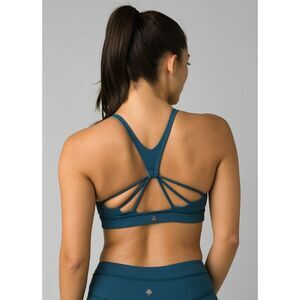 NWT Womens PrAna Yoga Dark Aqua Strappy Top Bra New Momento L Blue Atlantic UPF